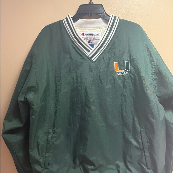 Vintage Champion Miami Hurricanes Pullover Jacket L 90s NCAA